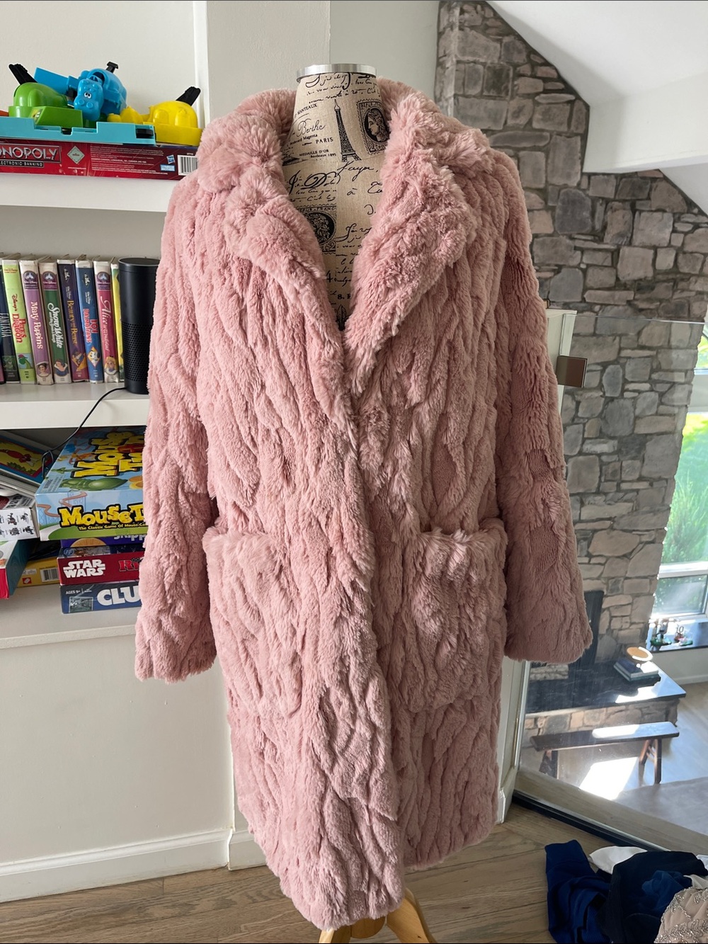 Express Blush Pink Faux Fur Teddy Coat
